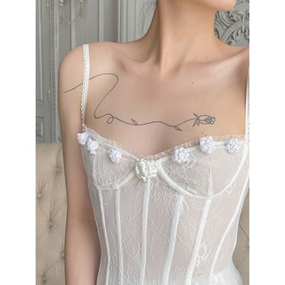 ORDER - LaceMade mã 02 Áo corset ren lụa trắng cổ điển - Corset Bale
