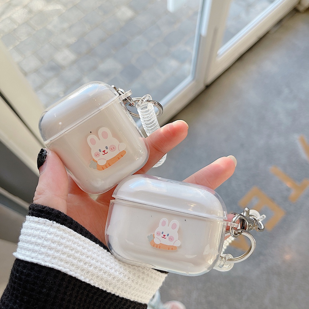 Vỏ Bảo Vệ Hộp Sạc Tai Nghe airpods 1 2 Pro 3rd Generation Pro 1/2 Trong Suốt Chống Sốc Họa Tiết Hoạt Hình Kèm Dây Đeo Kiểu Nhật Hàn