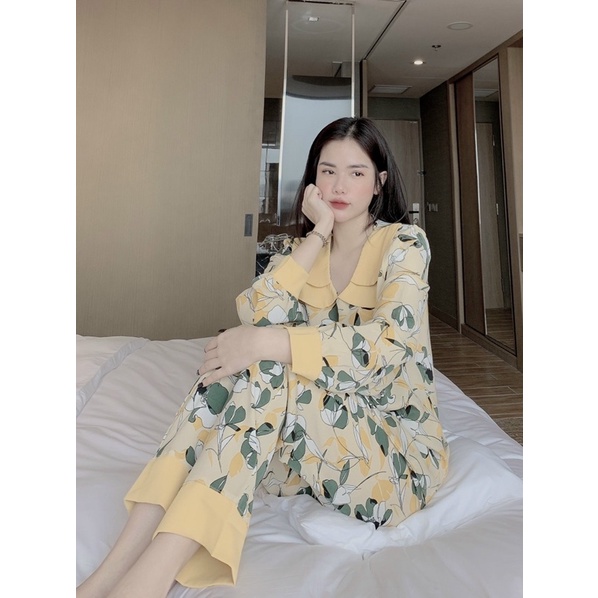 Đồ Bộ Pijama Nữ Lụa Mango Cao Cấp,Tay Dài Quần Dài,Hàng Thiết Kế,Chất Vải Mềm Mịn MG05
