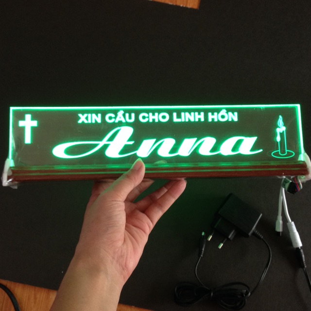Chữ điện mica đèn LED : Xin cầu cho linh hồn ANNA