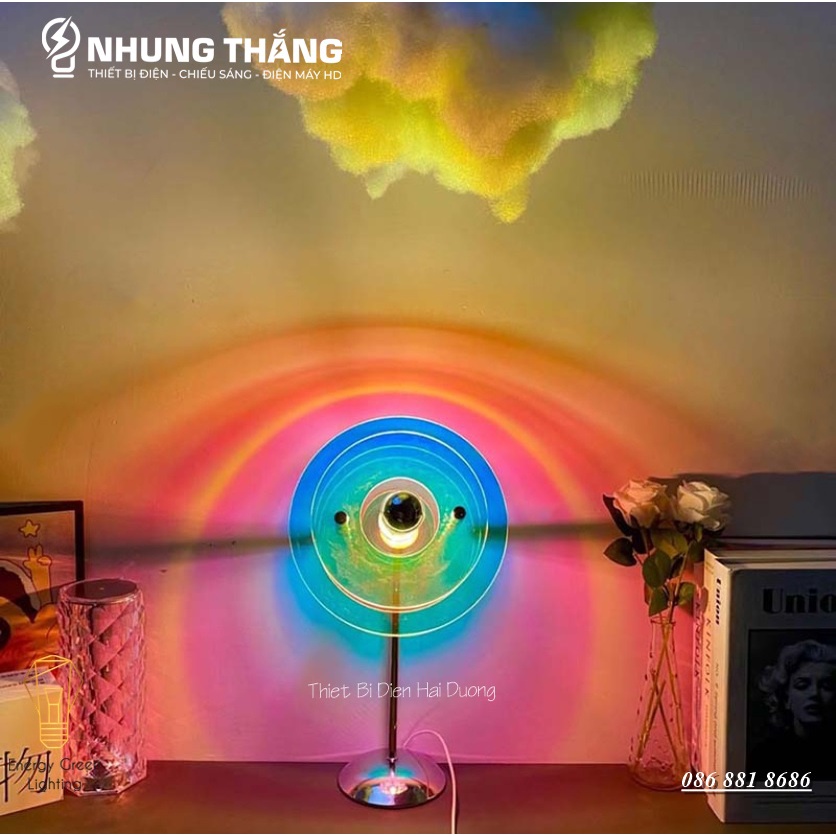 Đèn Bàn Đa Sắc Cầu Vồng Ánh Sáng Siêu Đẹp DB-921,DB-922 - Decor, Sống Ảo Sunset Lamp, Trang Trí Chụp Ảnh