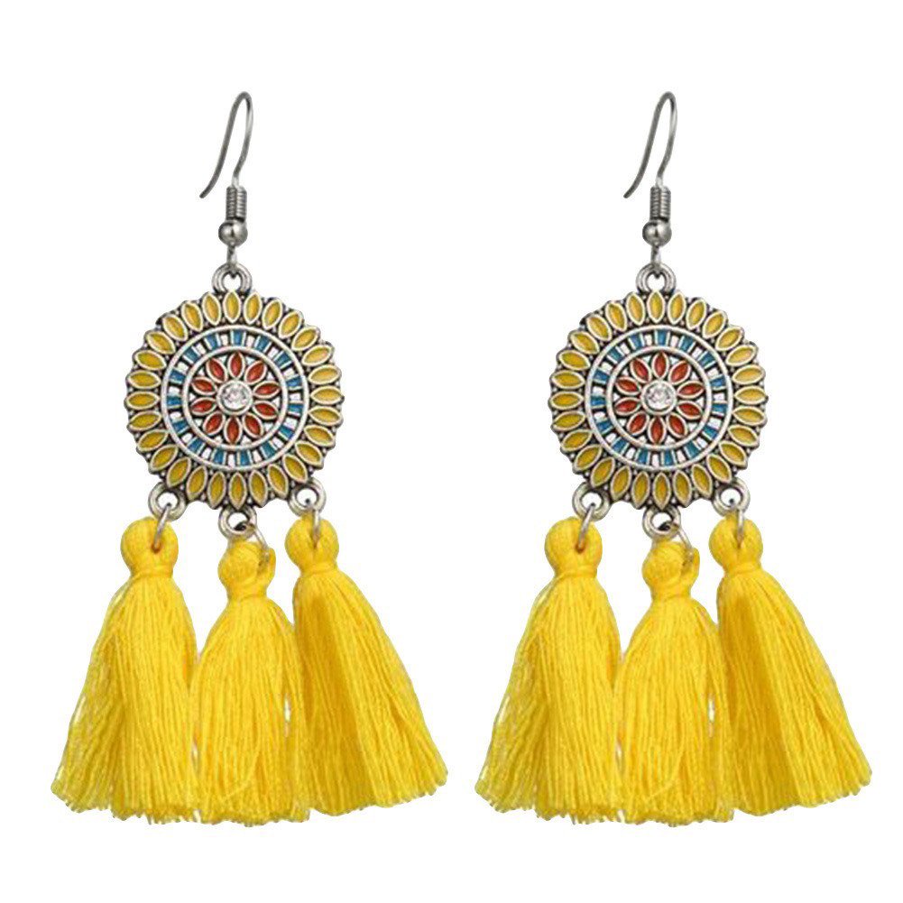 Hoa tai Tua Rua Dáng Dài Hoa Hướng Dương Phong Cách Bohemian