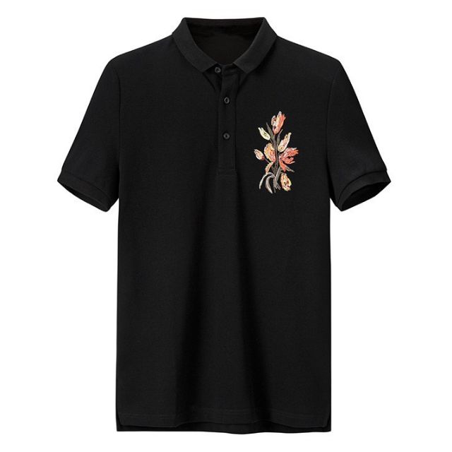 Áo thun có cổ peace bird bông hồng
