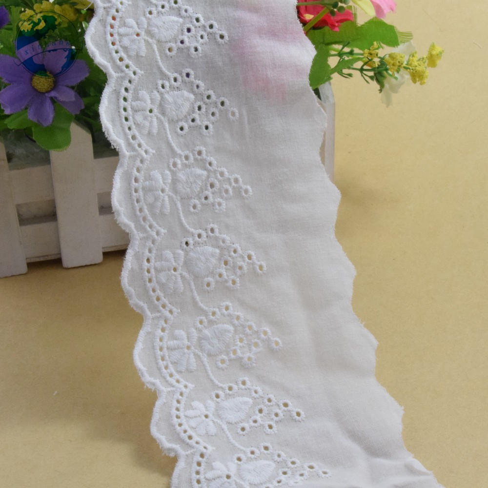 Cuộn Ren Ruy Băng mini Rộng 100% cotton Rộng 7.5cm Trang Trí Đầm Ren diy 3991