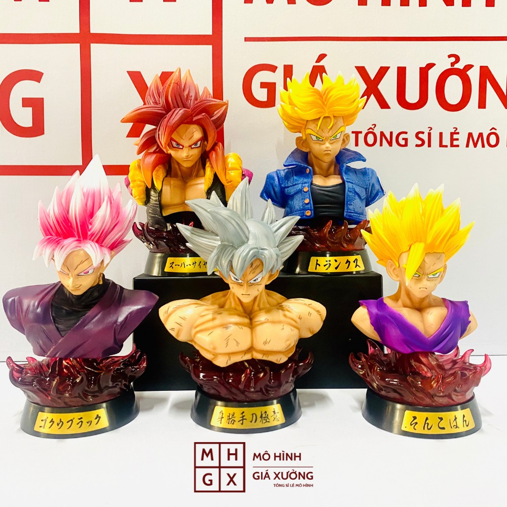 Mô hình Dragon Ball SonGoku , SonGohan , Gogeta , Trunks bán thân + có led cao 16-18cm , figure 7 viên ngọc rồng sogoku