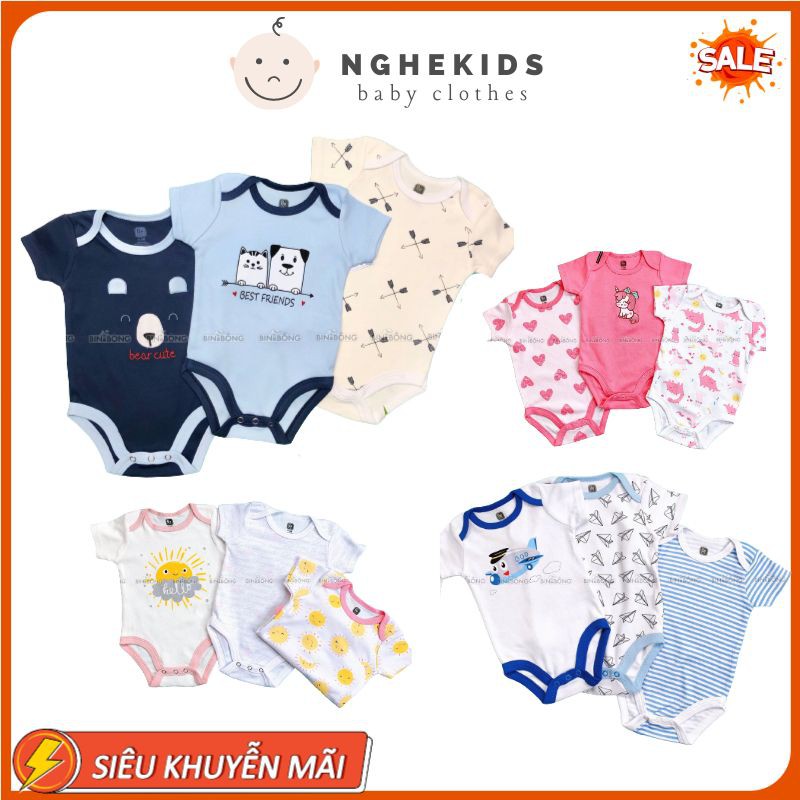 [Tặng quà]Body chip bé gái , bé trai Set 3 body chip mùa hè BodySuit cho bé Quần áo trẻ em