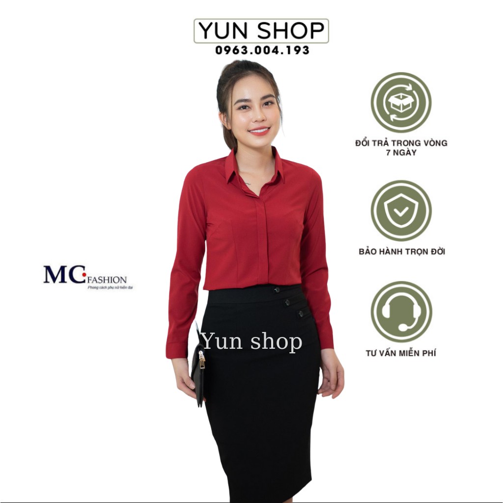 Áo sơ mi công sở dài tay - MC Fashion A198 màu đỏ đô