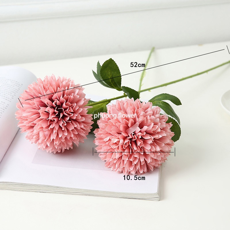 Hoa bồ công anh Size Lớn Hoa cúc tròn giả bằng vải lụa loại bông lớn 10.5cm dài 52cm cắm bình tuyệt đẹp