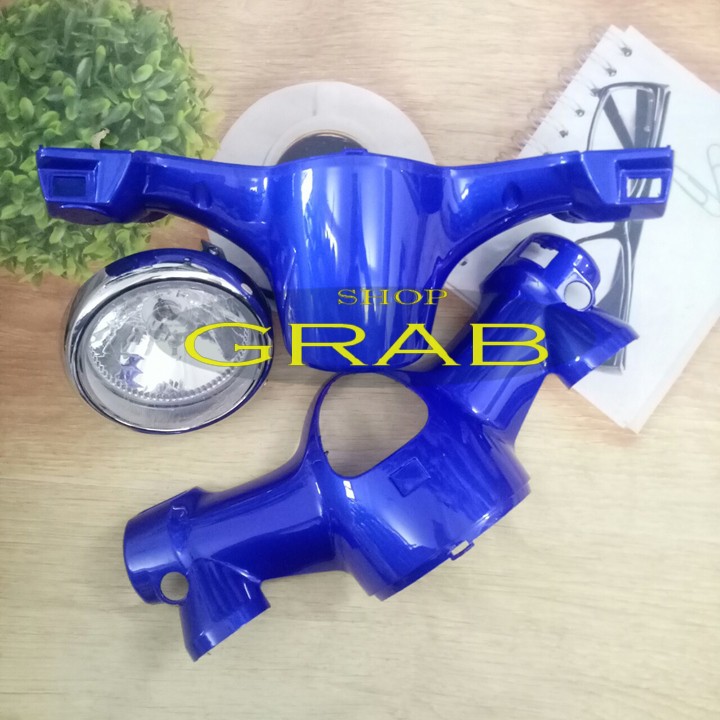 Bộ ốp đầu đèn xe Cub 81 đời mới đầy đủ 3 món: ốp trên, ốp dưới và pha đèn kèm bóng