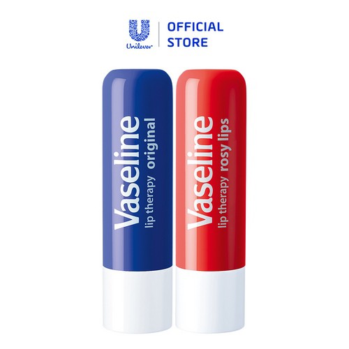 Combo 2 son dưỡng môi Vaseline dạng thỏi Lip Therapy Stick: Mềm Mịn Original và Hồng Xinh Rosy Lips 