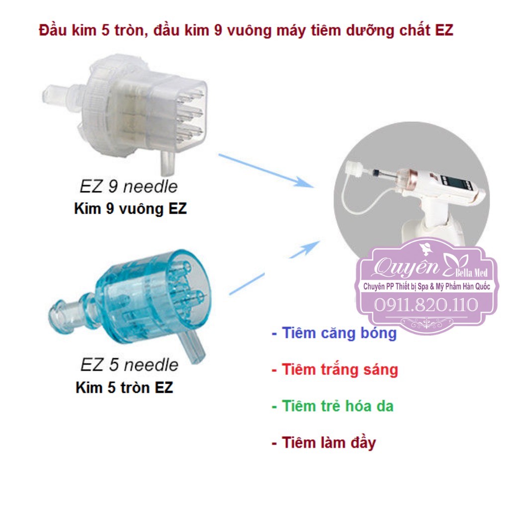 Đầu Kim Máy Tiêm Tinh Chất EZ Hàn Quốc - Đầu kim 5 - Đầu kim 9 về hàng