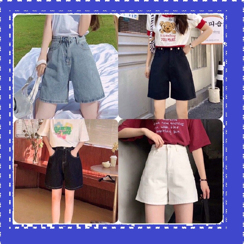 Quần ngố sooc bò jean nữ cạp cao hàng Quảng Châu phong cách Hàn Quốc sành điệu style năm 2021