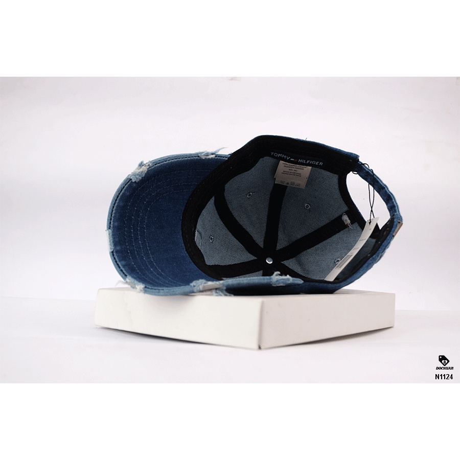 Nón kết Tommy jean logo chữ nhật rách viền Hilfiger, rách mũi nón N1124. Nón VNXK cá tính, bụi bặm.