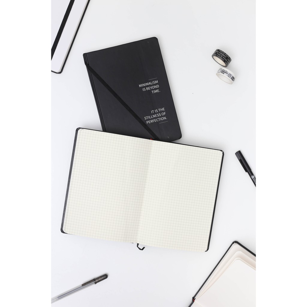 Sổ Grid Đen Crabit - The Black Book 130GSM - Sổ tay ghi chép, làm bullet journal - Sổ Minimalism