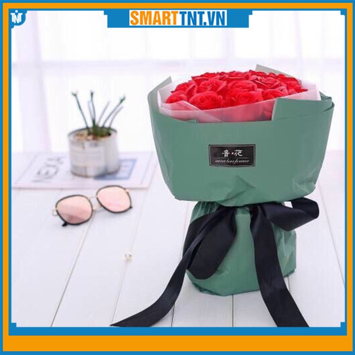 Hộp Hoa hồng sáp 3 bông cánh lụa, thơm, đủ màu kèm hộp và túi sách, hộp hoa 19 bông