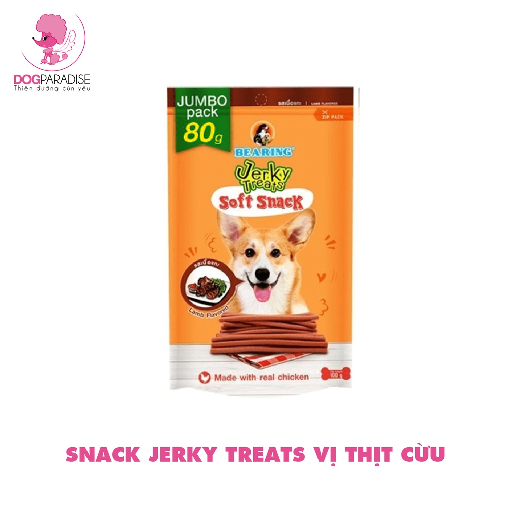 Snack mềm Jerky Treats cho thú cưng bổ sung dinh dưỡng và khoáng chất túi 80g-Bearing - Dog Paradise