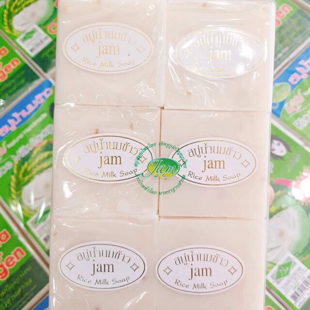 1 Lốc 12 Cục Xà Phòng Cám Gạo Thái Lan Jam Rice Milk Soap