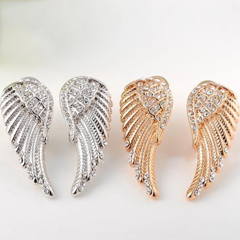 Bông Tai Mạ Vàng Hồng 18K Hình Đôi Cánh Thiên Thần Thời Trang