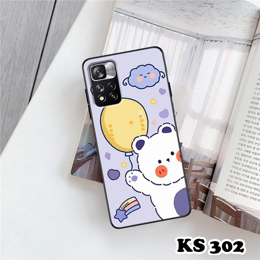 Ốp lưng Redmi Note 11 5G - Redmi Note 11 Pro 5G Bản Trung Quốc in hình gấu &amp; thỏ đang yêu - lưng nhám viền TPU cao cấp