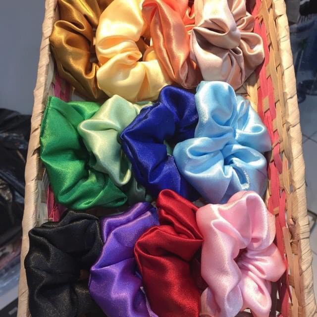 [ẢNH THẬT] Cột Tóc Vải Scrunchies - Dây Buộc Tóc Scrunchies Phi Bóng