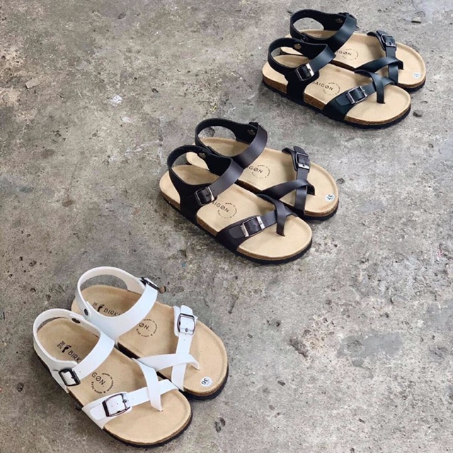 Sandal birken xỏ ngón cổ thấp Deta Sandal đế trấu