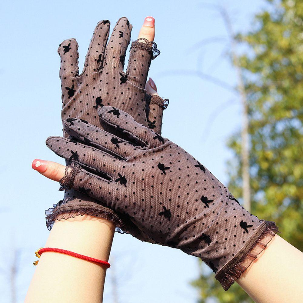 Găng Tay Chống Nắng Mùa Hè Mỏng Phối Ren Có Thể Chạm Màn Hình Cảm Ứng
