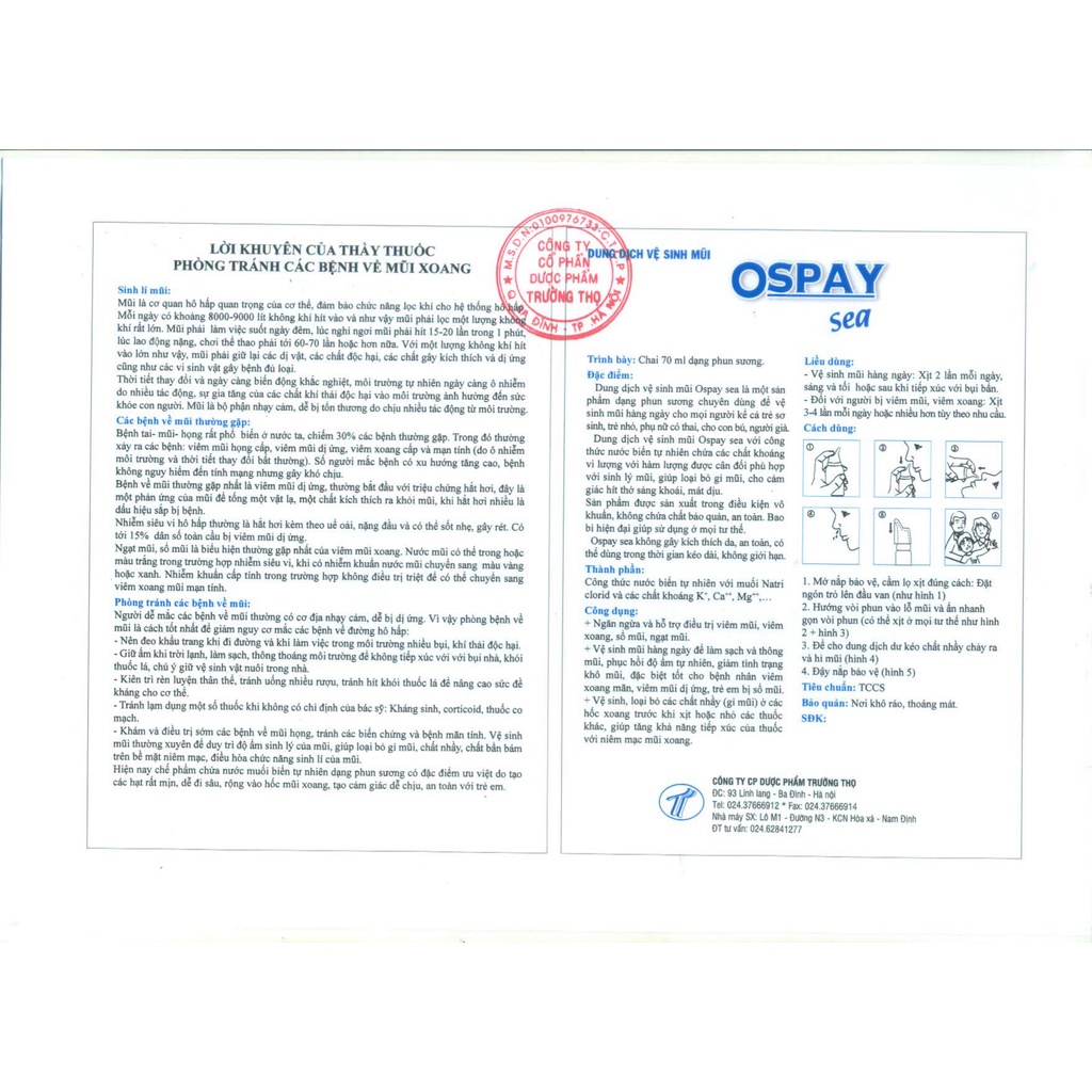 Ospay Sea Baby - Nước xịt rửa mũi, Ngăn ngừa  viêm mũi, viêm xoang, Giúp Kháng khuẩn, vệ sinh mũi cho bé - Hộp 15ml