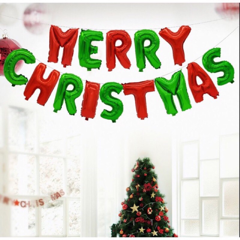 Bộ bóng chữ Merry Christmas trang trí Noel , trang trí Giáng Sinh