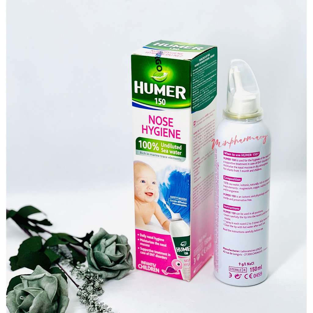 Dung dịch xịt vệ sinh mũi HUMER Hynose Giene giảm nghẹt mũi (150ml) - Minpharmacy