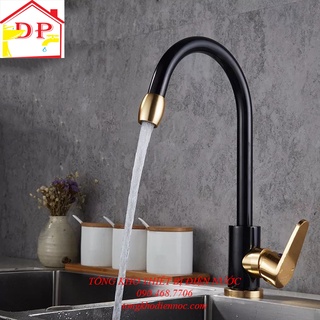 Vòi rửa chén | Vòi rửa bát nóng lạnh vàng đen cao cấp GIORMANI VRB17 - tặng đôi dây cấp nước inox