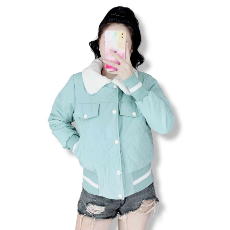 Áo Khoác Phao Nữ Cúc Bấm Cổ Lông [ HÌNH THẬT SẢN PHẨM ] - ĐĂNG QUANG FASHION