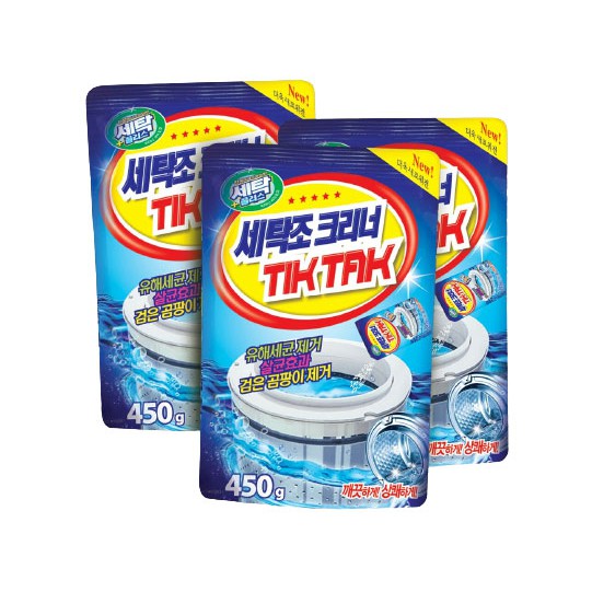 Gói bột tẩy vệ sinh lồng máy giặt TIKTAK Hàn Quốc siêu sạch (450g)