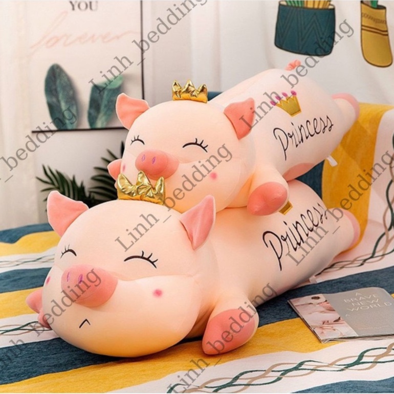 Gấu Bông Lợn Vương Miện,Lợn Cánh Tiên SẢN PHẨM GIỐNG HÌNH 100% Gấu bông heo siêu to khổng lồ chất vải lông nhung mềm mịn