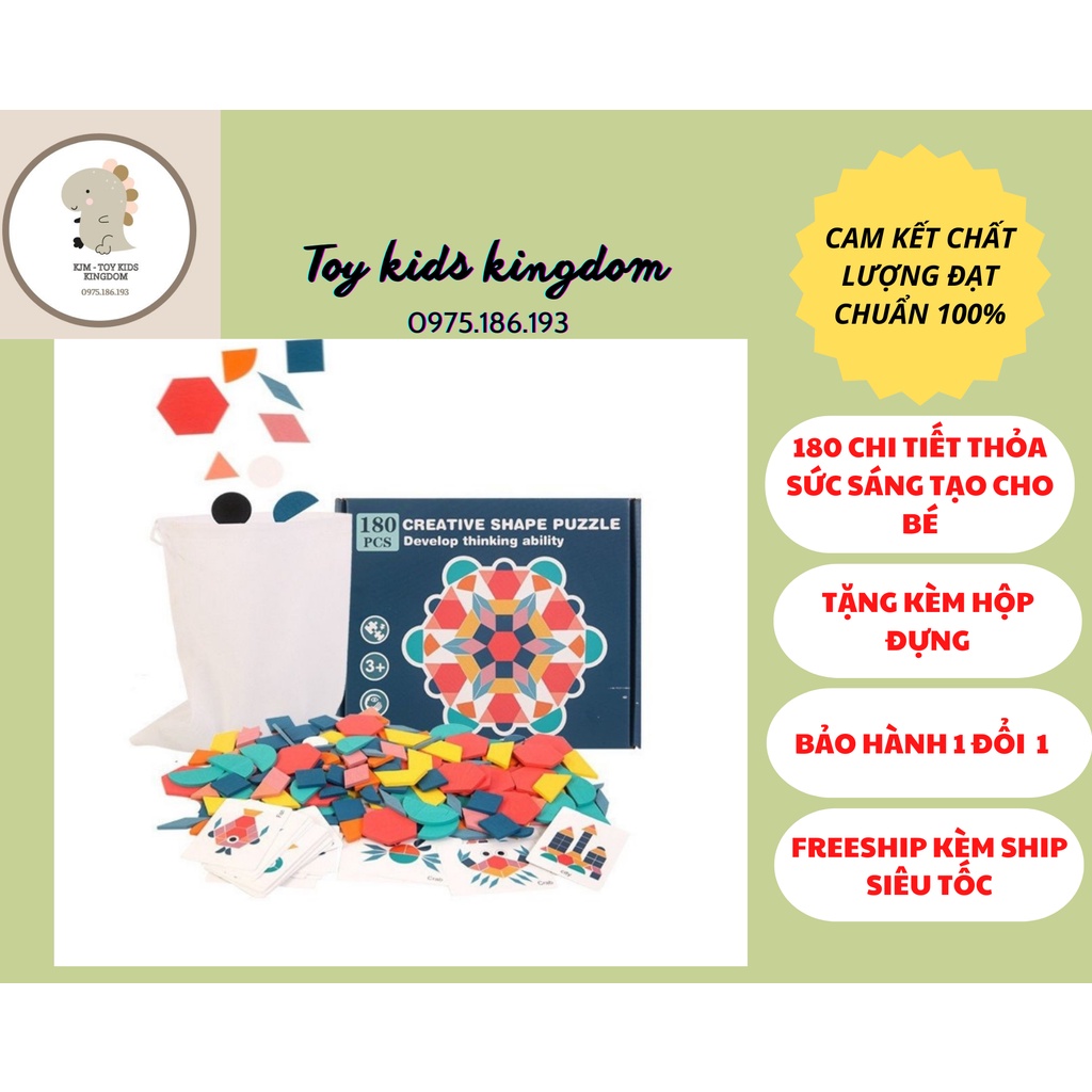 (CÓ HỘP ĐỰNG) Đồ Chơi Gỗ Bộ Xếp Hình 180 Chi Tiết Kích Thích Sự Sáng Tạo Và Tạo Thói Quen Gọn Gàng Cho Bé