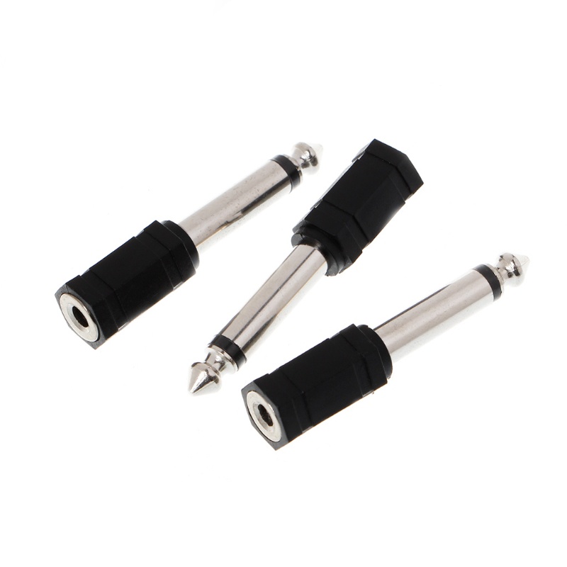 Set 3 Đầu Chuyển Đổi Âm Thanh 6.35mm 1 / 4 &quot;Mono Plug Sang 1 / 8&quot; 3.5mm