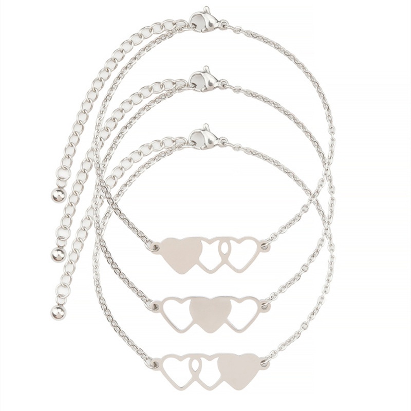 Set 3 Vòng Tay Thẻ Trái Tim Cho Cặp Đôi