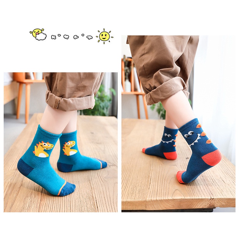 Set 5 Đôi Tất Cotton Hoạ Tiết Hoạt Hình Cho Bé Từ 1-12 Tuổi
