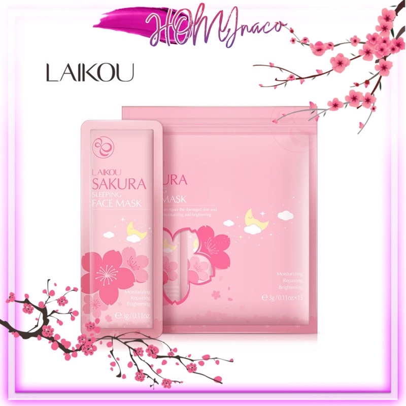 Mặt Nạ ngủ hoa anh đào SAKURA Ficial Mask Whitening Skin Night Gel chống lão hoá - Matcha laikou