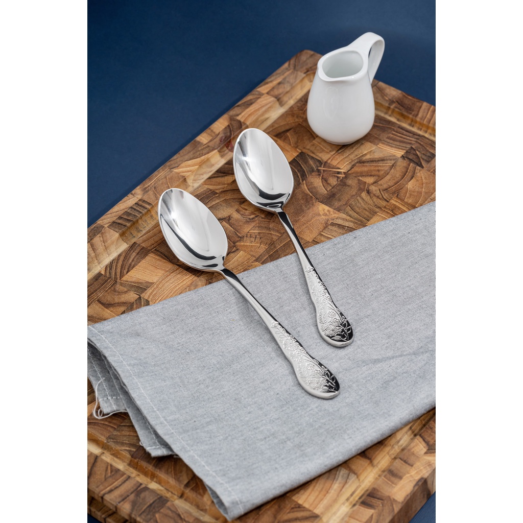 Set 5 thìa, dĩa inox cao cấp in hoa Maize inox 18/10