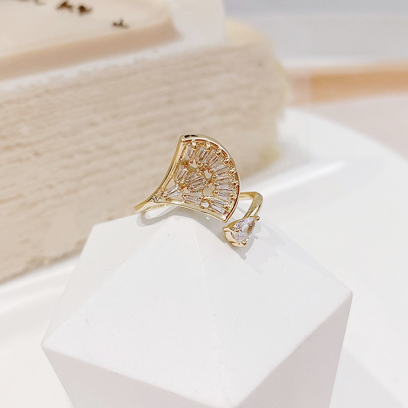 Nhẫn đính hôn hình chiếc lá lấp lánh phong cách Hàn Quốc thời trang cho nữ