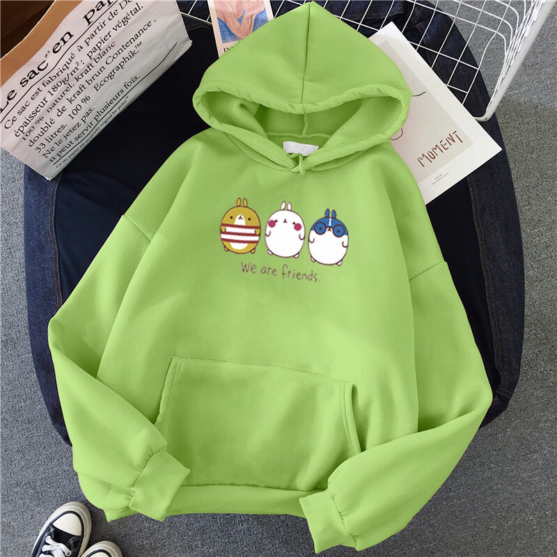 Áo Hoodie From Rộng Unisex Hoạt Hình Thỏ WE ARE FRIENDS Cute , Vải Nỉ Mềm Mại  Phong Cách  HOT TREND TTSPA0110