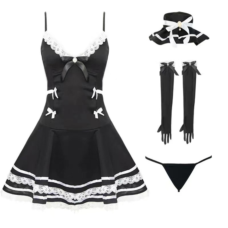 Set váy 2 dây cổ trang tiểu thư Trung Hoa - đầm ngủ hóa trang công chúa kèm găng tay và mũ