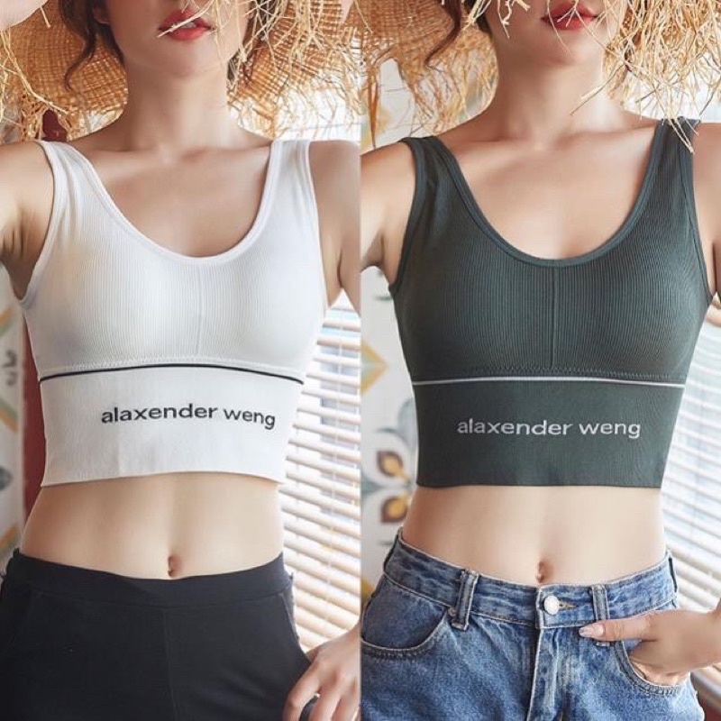 Áo bra nữa thể thao croptop cotton tập gym goga Alaxendre 938