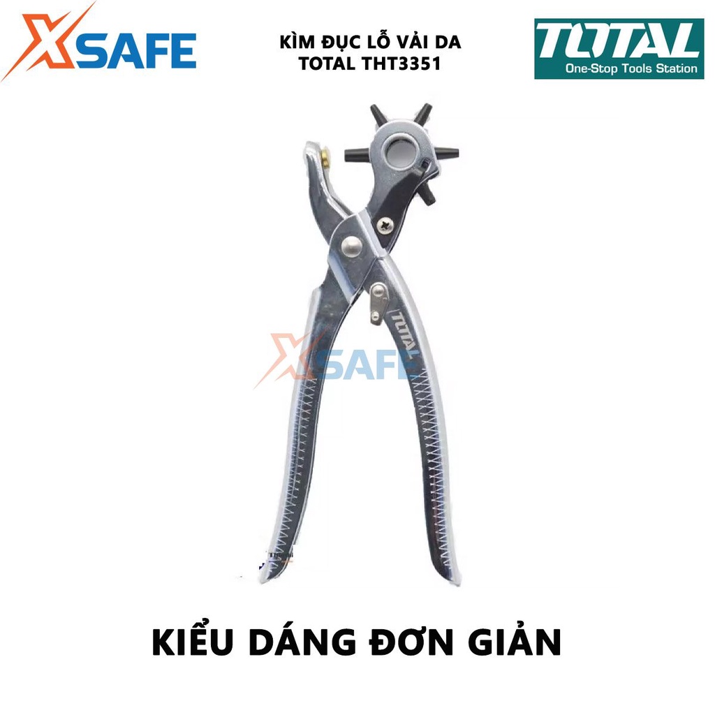 Kìm bấm lỗ TOTAL THT3351 kềm đục lỗ 300g dùng bấm lỗ tròn, lỗ dẹt, lỗ hình oval, bầu dục [XSAFE] - Chính hãng