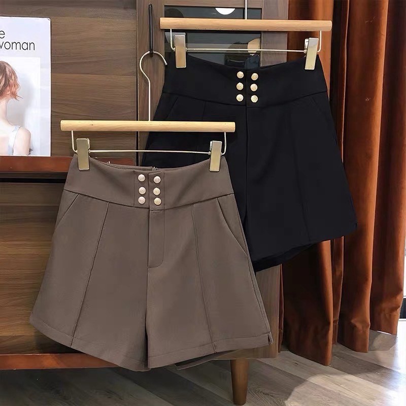 Quần Đùi Nữ⚡Hàng Đẹp⚡Quần Short Cạp Cao 6 Cúc Chất Tuyết Mưa Vitek
