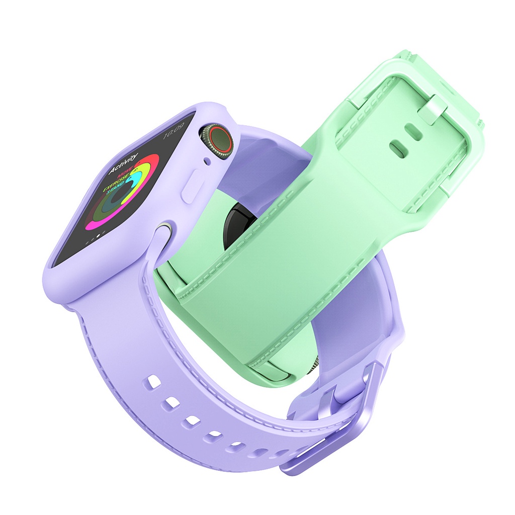Bộ Dây Đeo + Vỏ Bọc Bằng Silicone Mềm Cho Đồng Hồ Thông Minh Apple watch 45mm 41mm 44mm 40mm 38mm 42mm 7 SE 6 5 4 3 SE