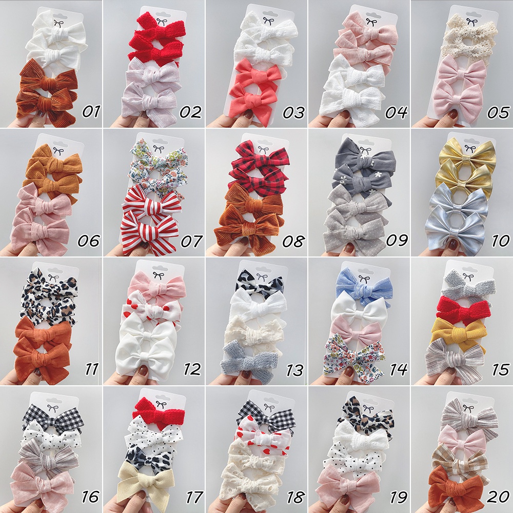 RainBow Bows Set 4 Kẹp Tóc Xinh Xắn Dành Cho Bé Gái