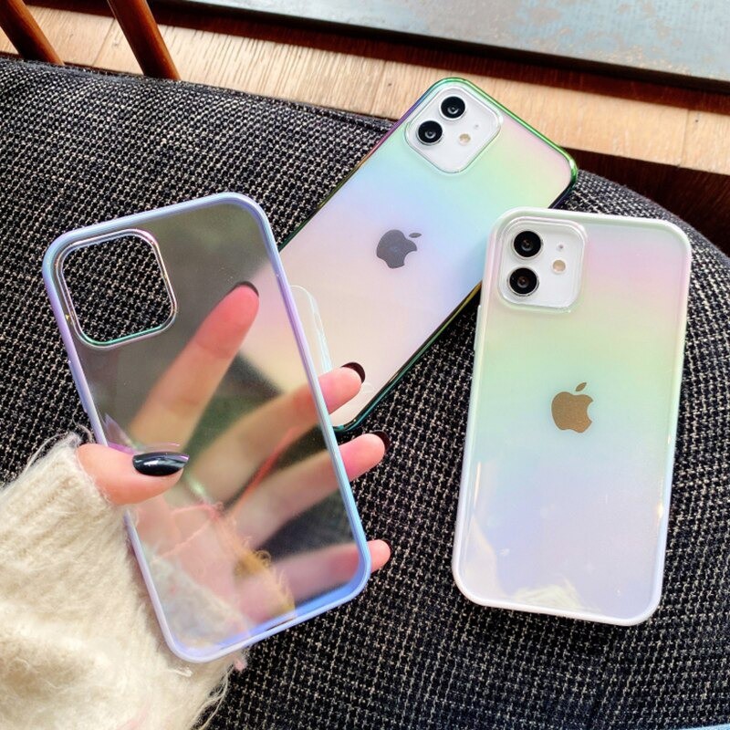 ốp lưng LASER AURONA UNISEX COUPLE iPhone 12 pro max/12/12 pro/11 pro max/11/11 pro lưng loang màu viền màu chuẩn đẹp