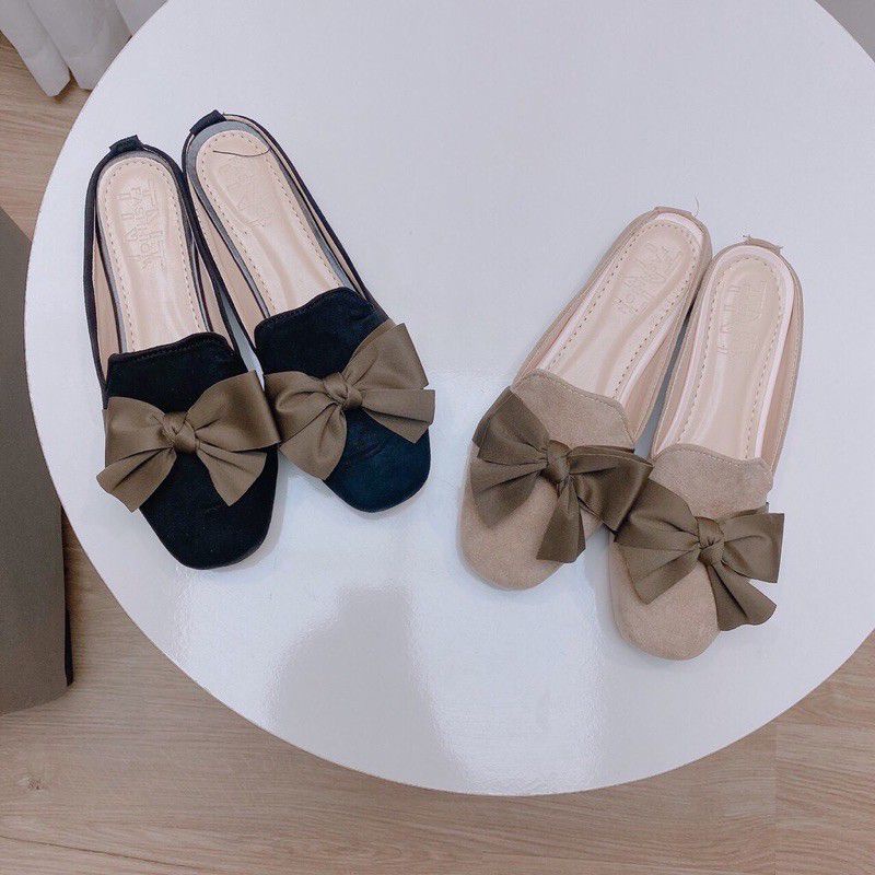 Giầy sục mũi vuông phối nơ siêu xinh hót