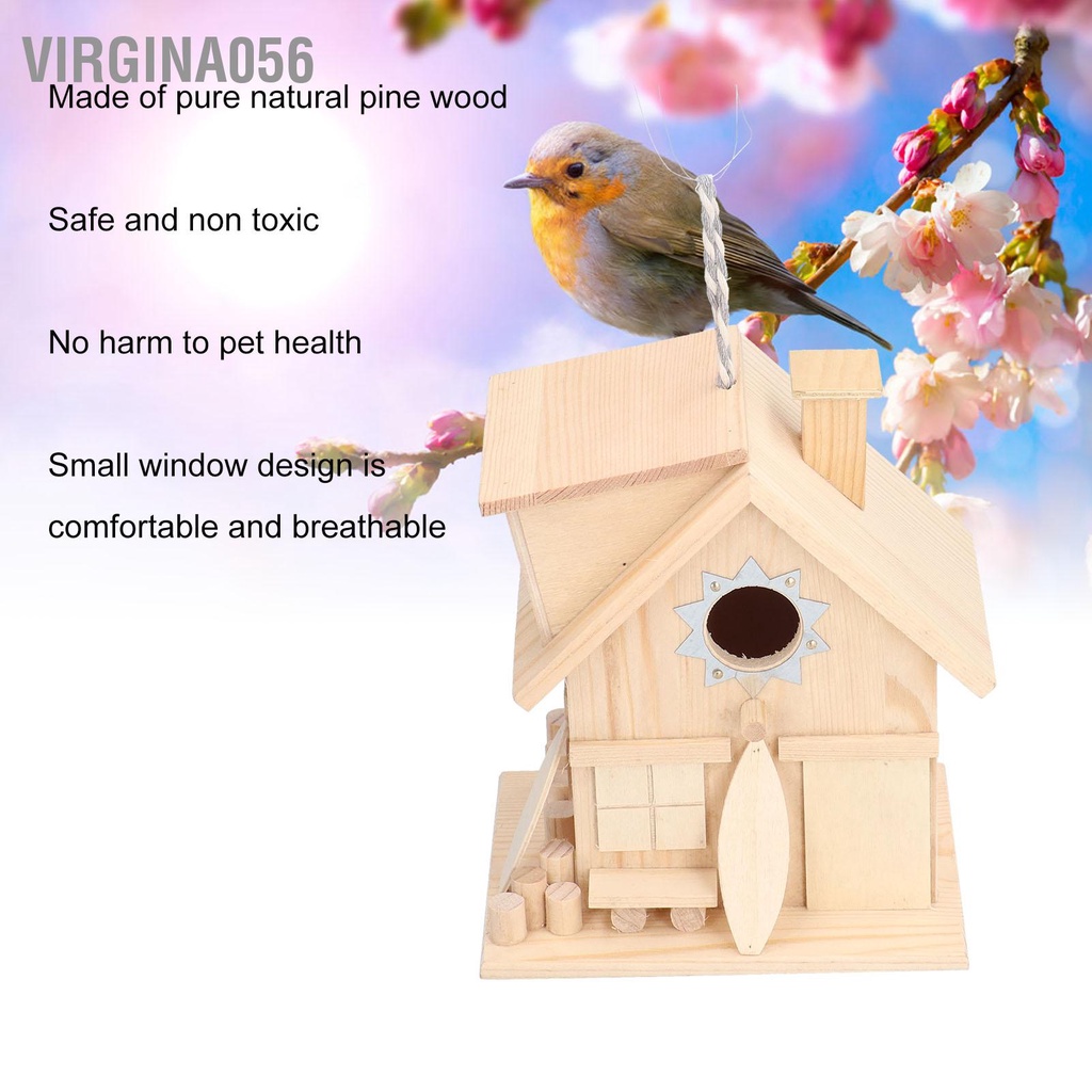 Virgina056 Nhà chim bằng gỗ ngoài trời Phong cách nông thôn Vườn treo trang trí Tổ yến cho én